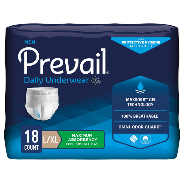 Prevail® Men's Daily Underwear Maximum Absorbent Underwear, Large / Extra Large