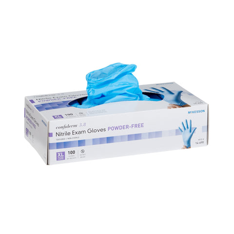 McKesson Confiderm® 3.8 Nitrile Standard Cuff Length Exam Glove, Extra Large, Blue