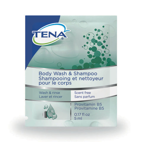 TENA® Body Wash & Shampoo, Unscented, 0.17 oz. Foil Pack