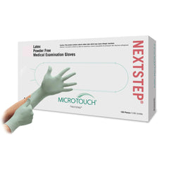 Micro Touch® NextStep® Latex Standard Cuff Length Exam Glove, Small, Green