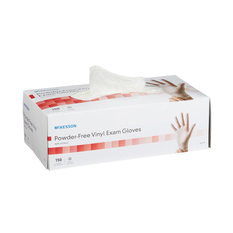 McKesson Vinyl Standard Cuff Length Exam Glove, Extra Small, Clear