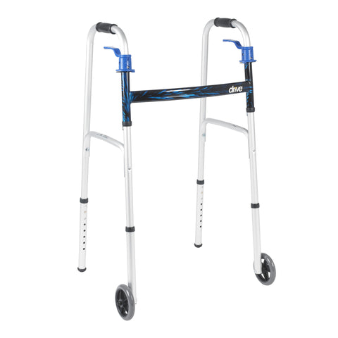 drive™ Deluxe Trigger Release Folding Walker with 5 Inch Wheels