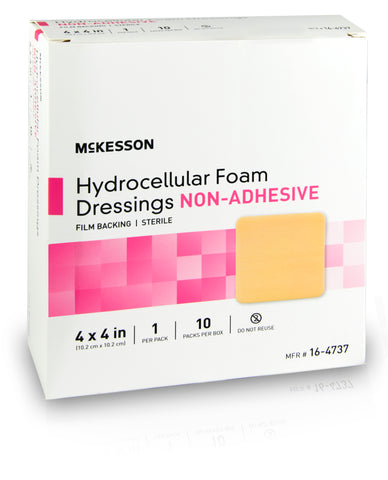 McKesson Adhesive without Border Foam Dressing, 4 x 4 Inch