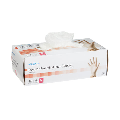 McKesson Vinyl Standard Cuff Length Exam Glove, Small, Clear