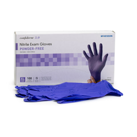 McKesson Confiderm® 3.0 Nitrile Standard Cuff Length Exam Glove, Extra Large, Blue