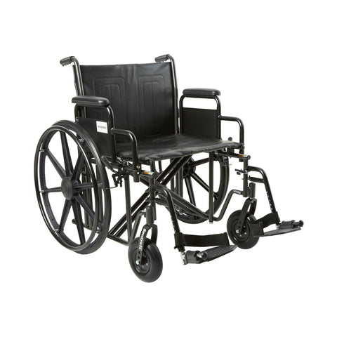 McKesson Heavy Duty Wheelchair with Padded, Removable Arm, Composite Mag Wheel, 22 in. Seat, Swing Away Footrest, 450 lbs