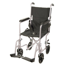 drive™ Lightweight Transport Chair, Black with Silver Finish