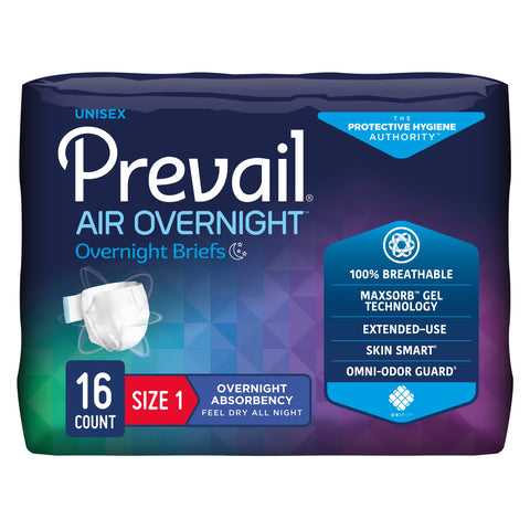 Prevail Air™ Overnight Incontinence Brief, Size 1