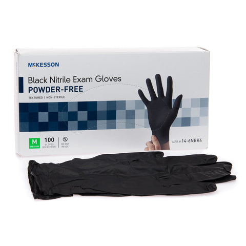 McKesson Nitrile Standard Cuff Length Exam Glove, Medium, Black
