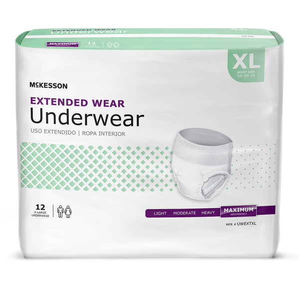McKesson Extended Wear Maximum Absorbent Underwear, Extra Large