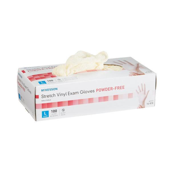 McKesson Stretch Vinyl Gloves, Large, Ivory