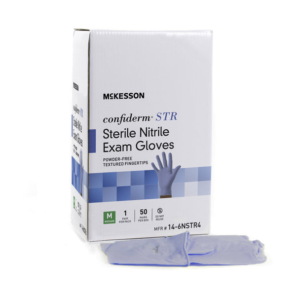 McKesson Confiderm® STR Nitrile Standard Cuff Length Exam Glove, Extra Large, Blue