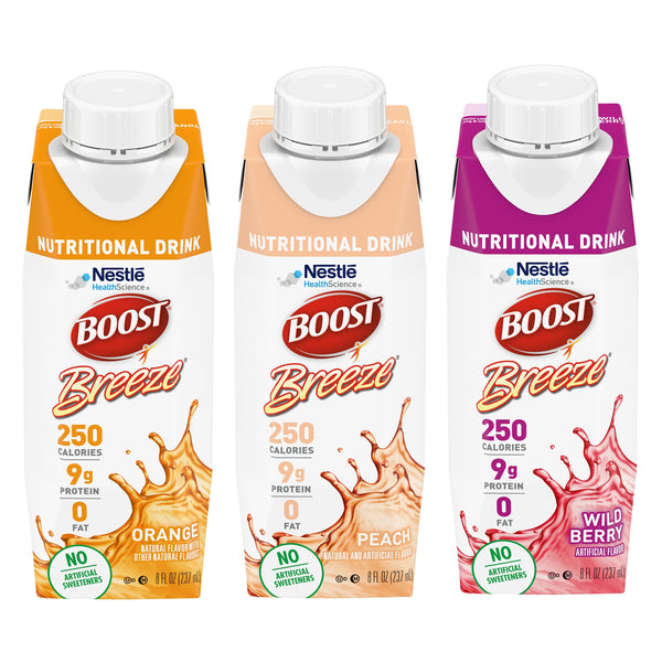 Boost Breeze® Variety (Orange, Peach, Wild Berry) Oral Supplement, 8 oz. Carton, 24 per Case