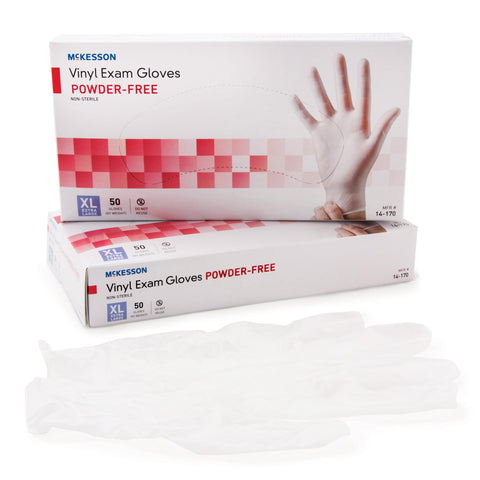 McKesson Confiderm® Vinyl Standard Cuff Length Exam Glove, Extra Large, Clear
