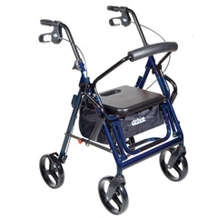 drive™ Duet 4 Wheel Rollator / Transport Chair, Blue