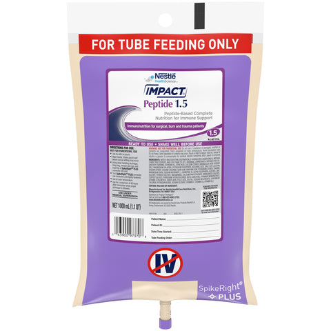 Impact® Peptide 1.5 Ready to Hang Tube Feeding Formula, 33.8 oz. Bag