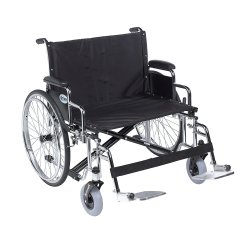 drive™ Sentra EC Heavy Duty Wheelchair with Padded, Removable Arm, Steel Spoke Wheel, 30 in. Seat, Swing Away Footrest, 700 lbs