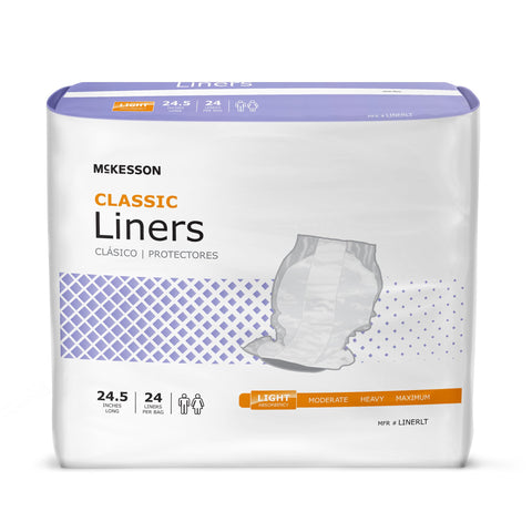 McKesson Classic Light Absorbency Incontinence Liner, 24½ Inch Length