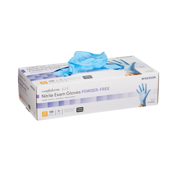 McKesson Confiderm® 4.5C Nitrile Standard Cuff Length Exam Glove, Extra Small, Blue
