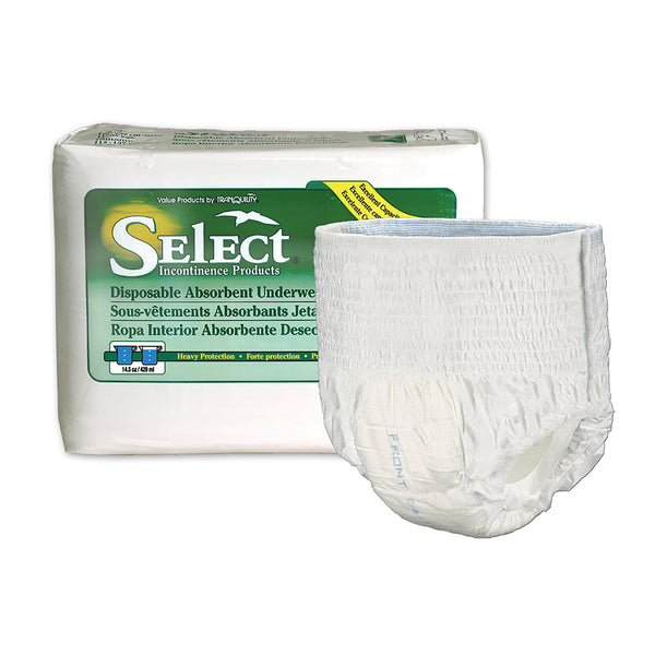 Select® Heavy Protection Absorbent Underwear, Extra Large, 25 per Bag