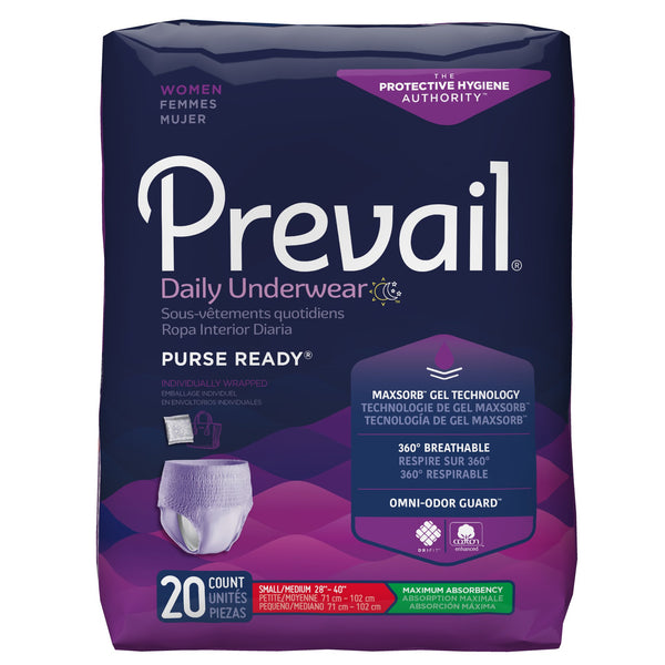 Prevail® Women's' PurseReady™ Maximum Absorbent Underwear, Small / Medium - Adroit Medical Equipment