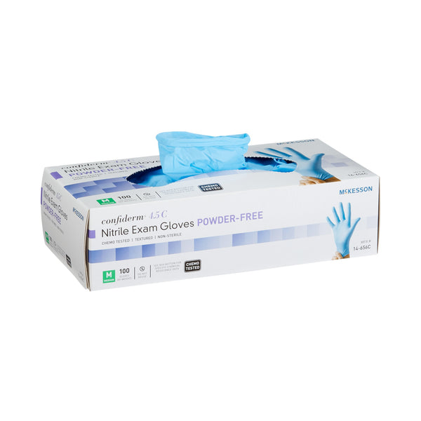 McKesson Confiderm® 4.5C Nitrile Standard Cuff Length Exam Glove, Medium, Blue