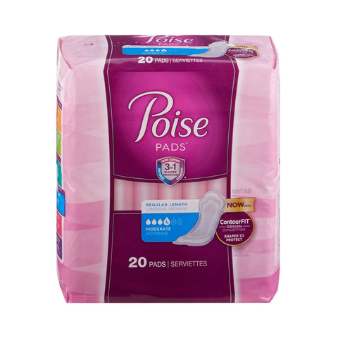 Poise® Moderate Bladder Control Pad, Regular Length, 20 per Package