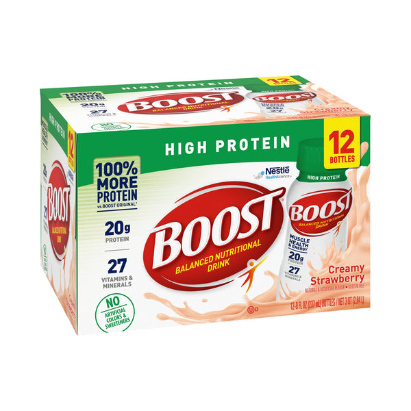 Boost® High Protein Strawberry Oral Supplement, 8 oz. Bottle, 12 Pack