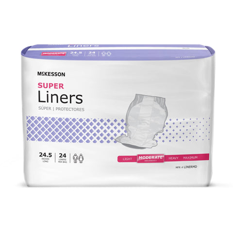 McKesson Super Moderate Absorbency Incontinence Liner, 24½ Inch Length