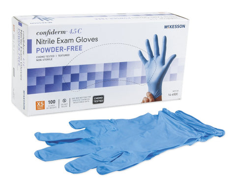 McKesson Confiderm® 4.5C Nitrile Standard Cuff Length Exam Glove, Small, Blue