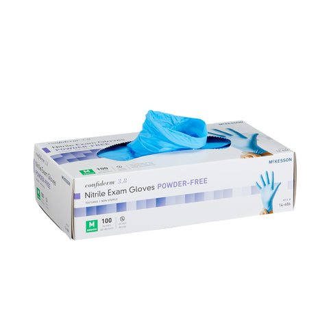 McKesson Confiderm® 3.8 Nitrile Standard Cuff Length Exam Glove, Medium, Blue