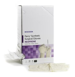 McKesson Perry® Synthetic Surgical Gloves Polychloroprene Standard Cuff Length Surgical Glove, Size 7½, Cream