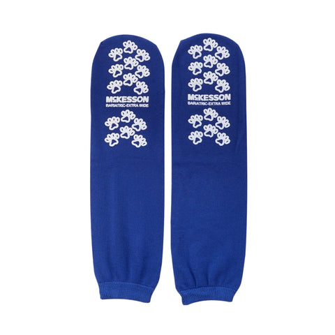 McKesson Terries™ Adult Slipper Socks, Bariatric / X Wide, Royal Blue