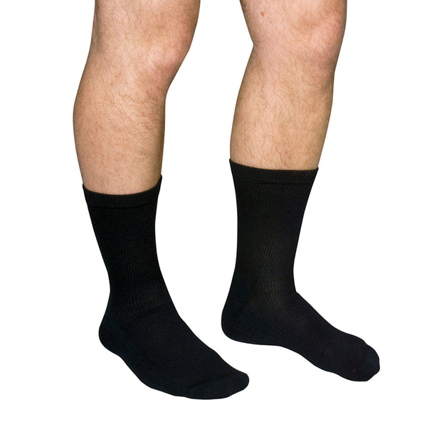 QCS Diabetic Compression Crew Socks, Large, Black