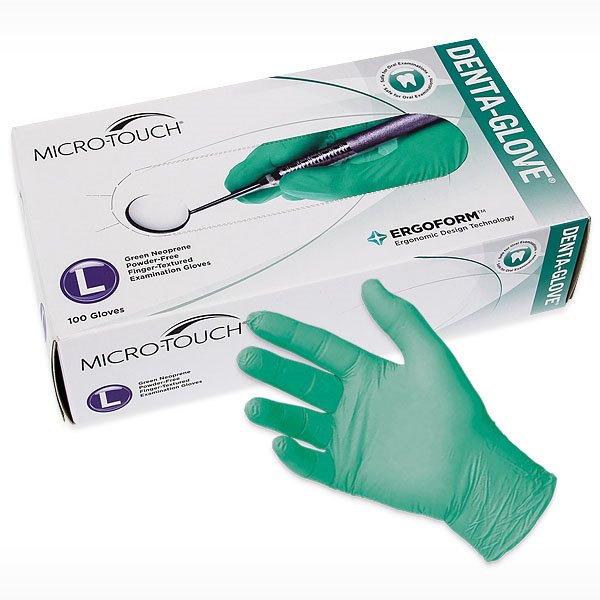 Micro Touch® Denta Glove Polychloroprene Standard Cuff Length Exam Glove, Large, Green