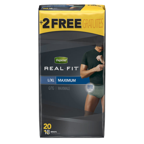 Depend® Real Fit® Maximum Absorbent Underwear, Large / Extra Large, 20 per Package