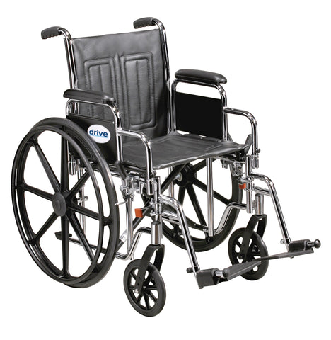 drive™ Sentra EC Heavy Duty Wheelchair with Padded, Removable Arm, Composite Mag Wheel, 20 in. Seat, Swing Away Footrest, 450 lbs