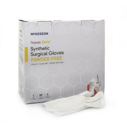 McKesson Finessis Zero® Flexylon® Synthetic Standard Cuff Length Surgical Glove, Size 8, White