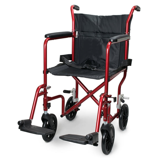 McKesson Lightweight Transport Chair, Black with Red Finish