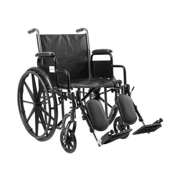 McKesson Standard Wheelchair with Padded, Removable Arm, Composite Mag Wheel, 20 in. Seat, Swing Away Elevating Footrest