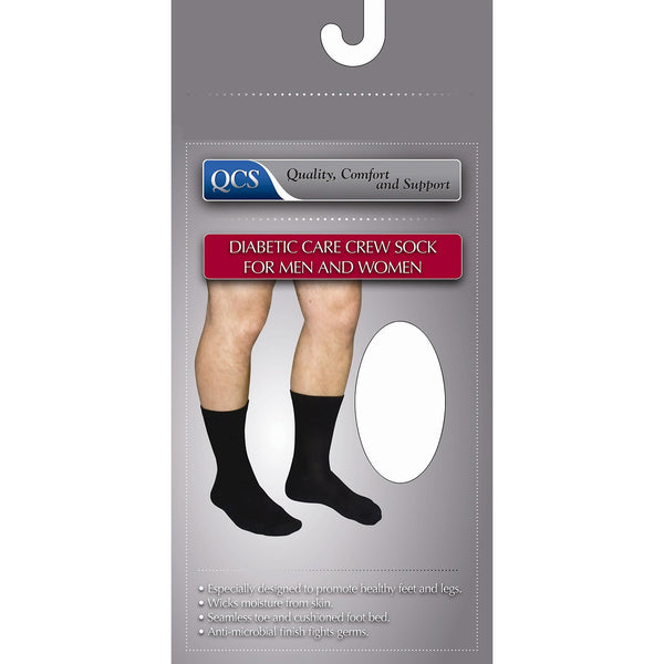 QCS Diabetic Crew Socks, Small, Black