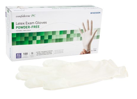 McKesson Confiderm® Latex Standard Cuff Length Exam Glove, Extra Large, Ivory