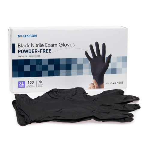 McKesson Nitrile Standard Cuff Length Exam Glove, Extra Large, Black