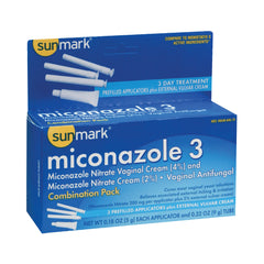 sunmark® 4% Miconazole Nitrate Vaginal Antifungal Kit, 3 Suppositories and 1 Tube per Box