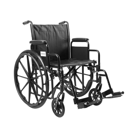 McKesson Standard Wheelchair with Padded, Removable Arm, Composite Mag Wheel, 20 in. Seat, Swing Away Footrest