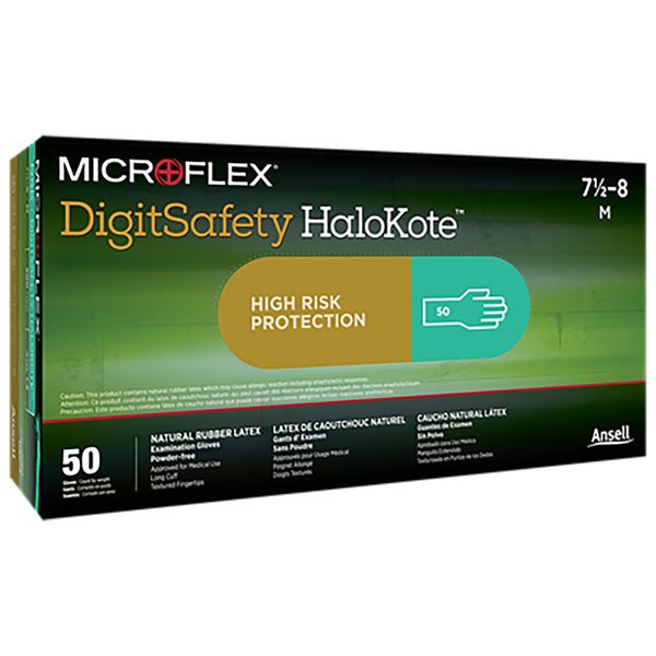 MICROFLEX® DigitSafety HaloKote™ DSK Latex Exam Glove, Medium, Green