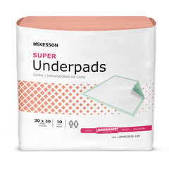 McKesson Super Moderate Absorbency Underpad, 30 x 30 Inch