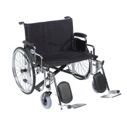 drive™ Sentra EC Heavy Duty Wheelchair with Padded, Removable Arm, Steel Spoke Wheel, 26 in. Seat, Elevating Legrest, 700 lbs - Adroit Medical Equipment