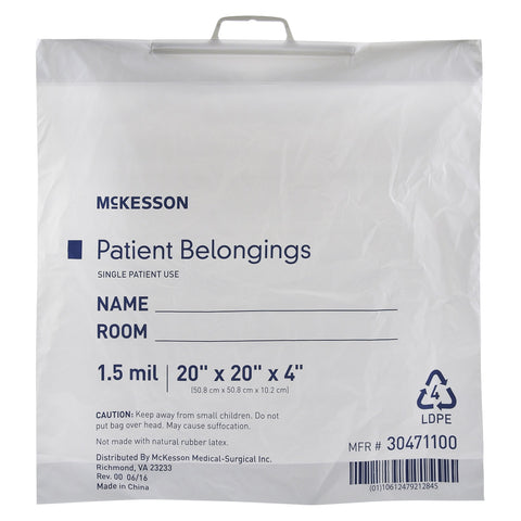 McKesson Patient Belongings Bag With Snap Closure