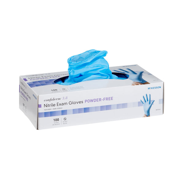 McKesson Confiderm® 3.8 Nitrile Standard Cuff Length Exam Glove, Large, Blue